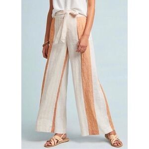 Ett Twa by Anthropologie striped wide leg linen trousers/pants